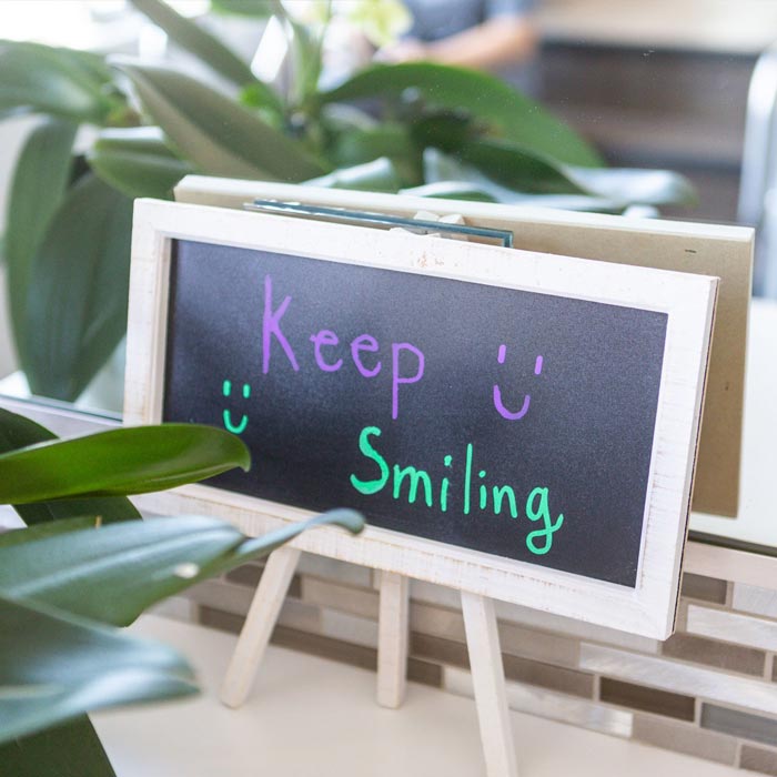 Keep Smiling on Chalkboard